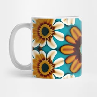 Bohemian Daisy Chain | Aqua with Gold and Brown Daisies Mug